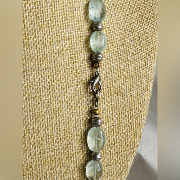 Aquamarine Gemstone Beaded Sterling silver Necklace 30” - Picture 7 of 7